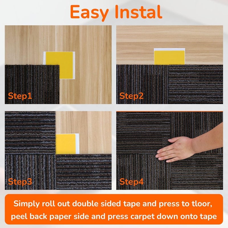 JutboRstp 200 Pack Carpet Tile Tape Double Sided, Carpet Square adhesives for Hardwood Floors, Stair Treads, Tile Floors - Image 3